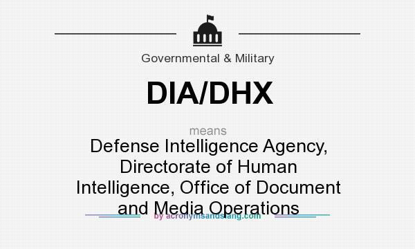 What does DIA/DHX mean? It stands for Defense Intelligence Agency, Directorate of Human Intelligence, Office of Document and Media Operations