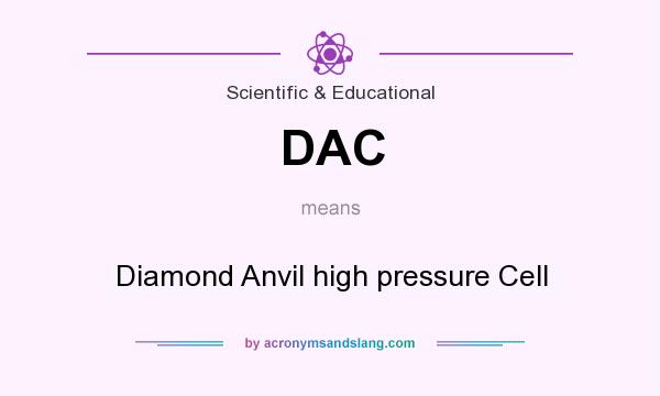 What does DAC mean? It stands for Diamond Anvil high pressure Cell