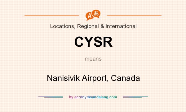 What does CYSR mean? It stands for Nanisivik Airport, Canada