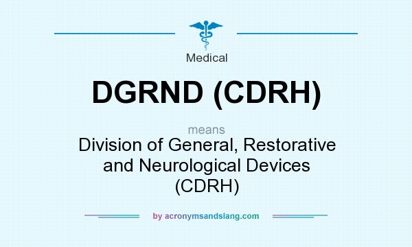 What does DGRND (CDRH) mean? It stands for Division of General, Restorative and Neurological Devices (CDRH)