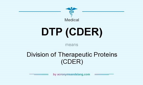 What does DTP (CDER) mean? It stands for Division of Therapeutic Proteins (CDER)