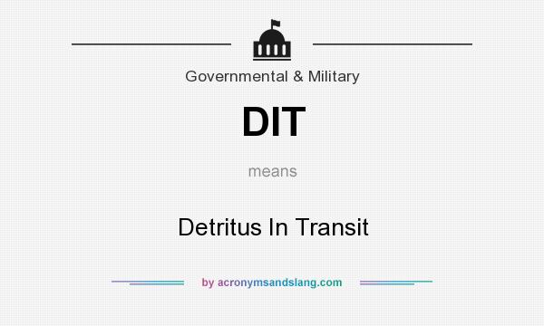 What does DIT mean? It stands for Detritus In Transit