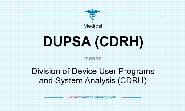 What does DUPSA (CDRH) mean? It stands for Division of Device User Programs and System Analysis (CDRH)