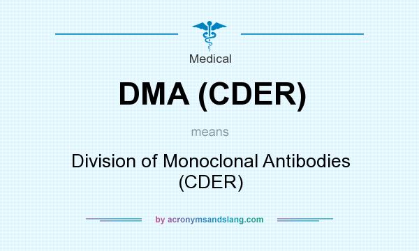 What does DMA (CDER) mean? It stands for Division of Monoclonal Antibodies (CDER)