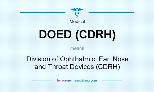 What does DOED (CDRH) mean? It stands for Division of Ophthalmic, Ear, Nose and Throat Devices (CDRH)