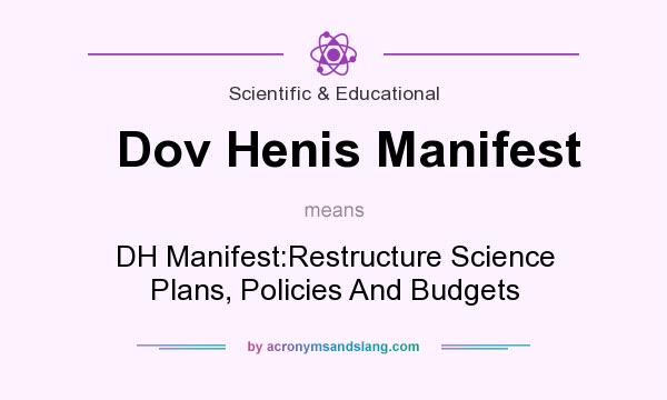 What does Dov Henis Manifest mean? It stands for DH Manifest:Restructure Science Plans, Policies And Budgets