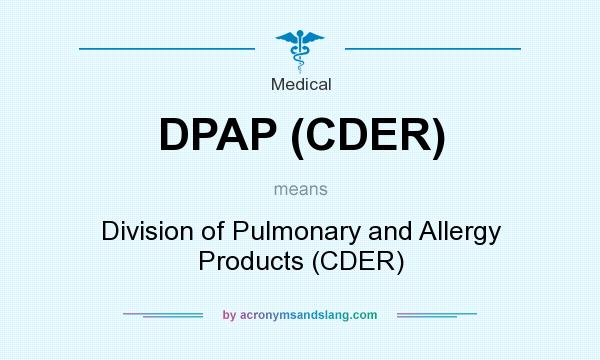 What does DPAP (CDER) mean? It stands for Division of Pulmonary and Allergy Products (CDER)