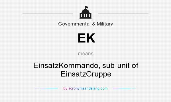 What does EK mean? It stands for EinsatzKommando, sub-unit of EinsatzGruppe