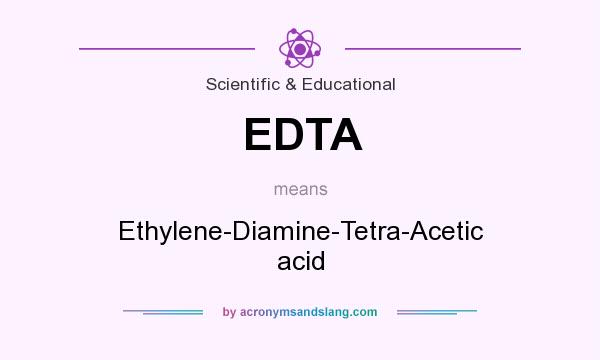 What does EDTA mean? It stands for Ethylene-Diamine-Tetra-Acetic acid