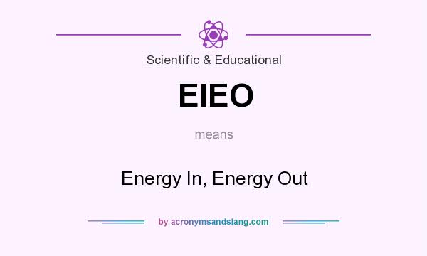What does EIEO mean? It stands for Energy In, Energy Out