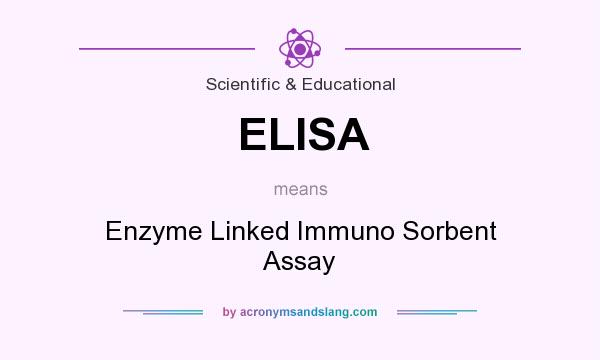What does ELISA mean? It stands for Enzyme Linked Immuno Sorbent Assay