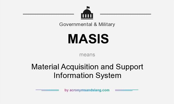 What does MASIS mean? It stands for Material Acquisition and Support Information System
