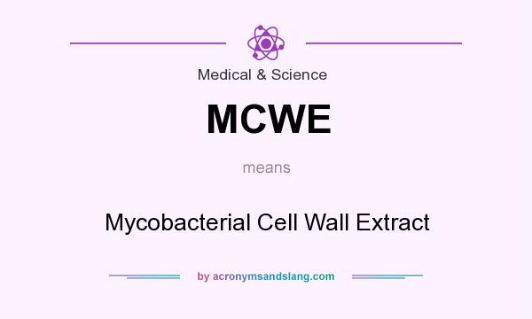 What does MCWE mean? It stands for Mycobacterial Cell Wall Extract