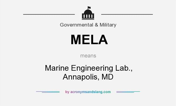 What does MELA mean? It stands for Marine Engineering Lab., Annapolis, MD