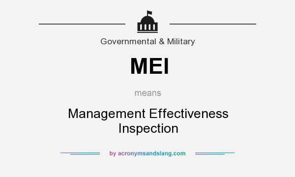 What does MEI mean? It stands for Management Effectiveness Inspection