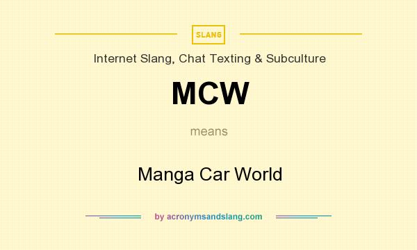 What does MCW mean? It stands for Manga Car World