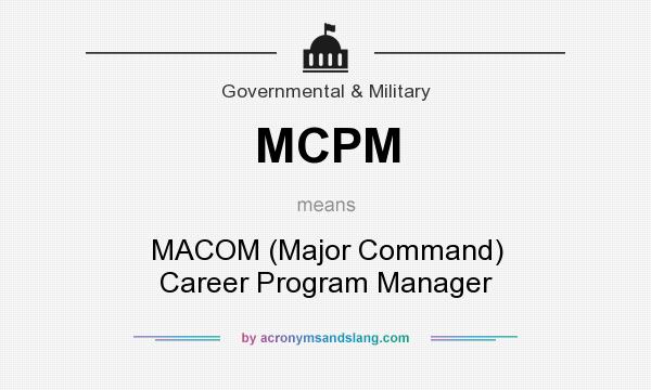 What does MCPM mean? It stands for MACOM (Major Command) Career Program Manager