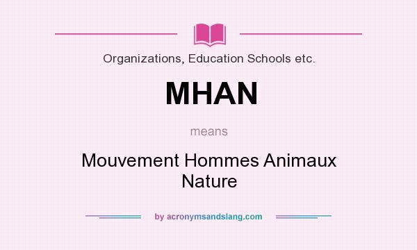 What does MHAN mean? It stands for Mouvement Hommes Animaux Nature