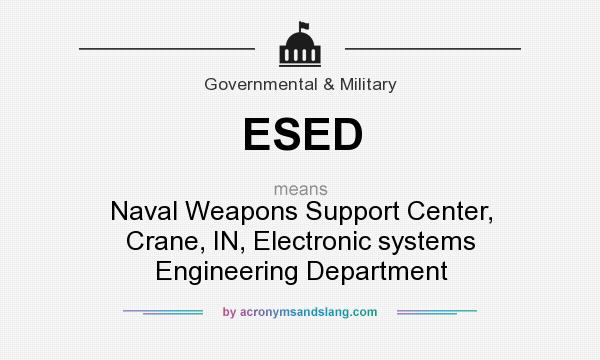 What does ESED mean? It stands for Naval Weapons Support Center, Crane, IN, Electronic systems Engineering Department