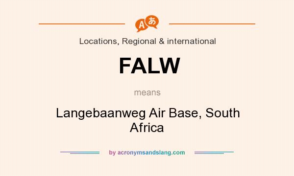 What does FALW mean? It stands for Langebaanweg Air Base, South Africa