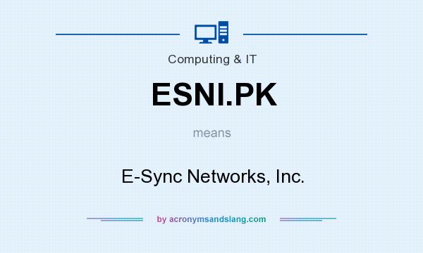 What does ESNI.PK mean? It stands for E-Sync Networks, Inc.