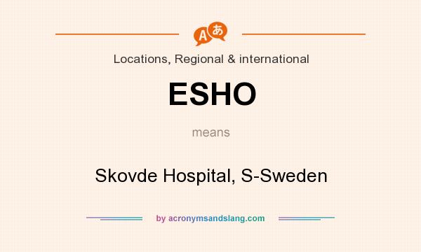 What does ESHO mean? It stands for Skovde Hospital, S-Sweden