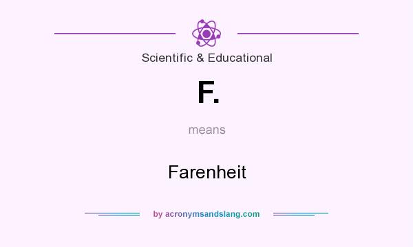What does F. mean? It stands for Farenheit