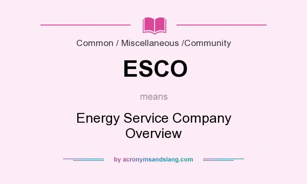 What does ESCO mean? It stands for Energy Service Company Overview