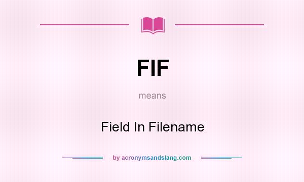 What does FIF mean? It stands for Field In Filename