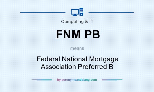 What does FNM PB mean? It stands for Federal National Mortgage Association Preferred B