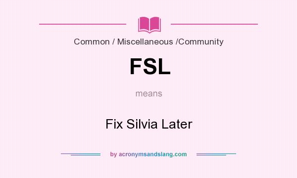 What does FSL mean? It stands for Fix Silvia Later
