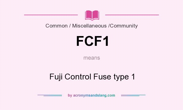 What does FCF1 mean? It stands for Fuji Control Fuse type 1
