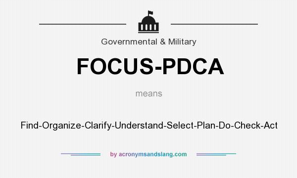 What does FOCUS-PDCA mean? It stands for Find-Organize-Clarify-Understand-Select-Plan-Do-Check-Act