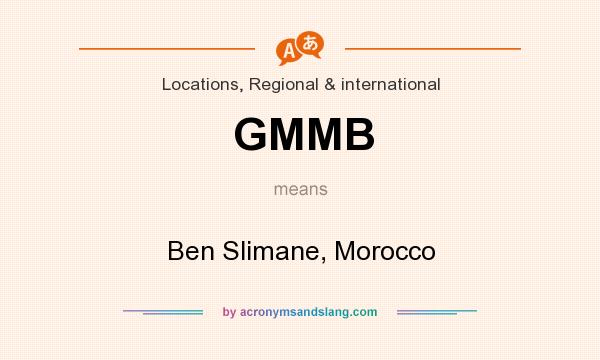 What does GMMB mean? It stands for Ben Slimane, Morocco