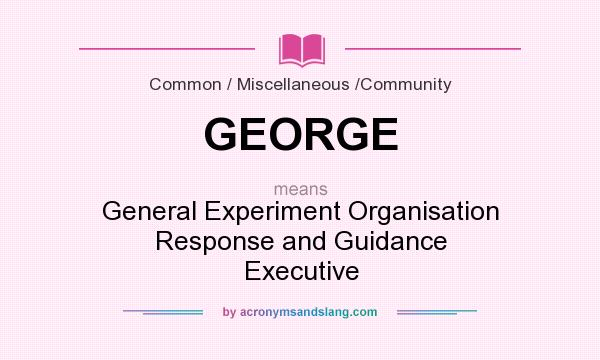 What does GEORGE mean? It stands for General Experiment Organisation Response and Guidance Executive