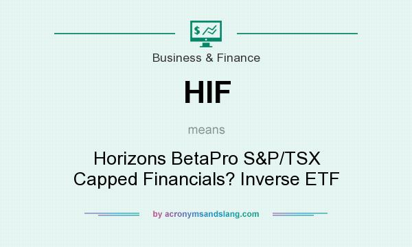 What does HIF mean? It stands for Horizons BetaPro S&P/TSX Capped Financials? Inverse ETF