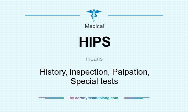 What does HIPS mean? It stands for History, Inspection, Palpation, Special tests
