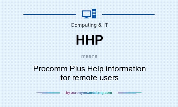 What does HHP mean? It stands for Procomm Plus Help information for remote users
