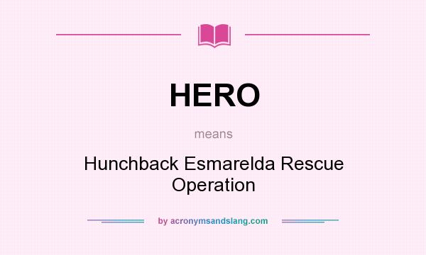 What does HERO mean? It stands for Hunchback Esmarelda Rescue Operation