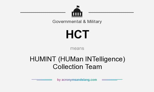 What does HCT mean? It stands for HUMINT (HUMan INTelligence) Collection Team