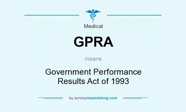What does GPRA mean? It stands for Government Performance Results Act of 1993