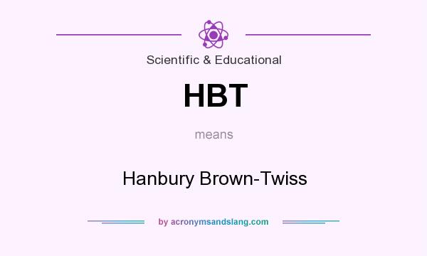 What does HBT mean? It stands for Hanbury Brown-Twiss
