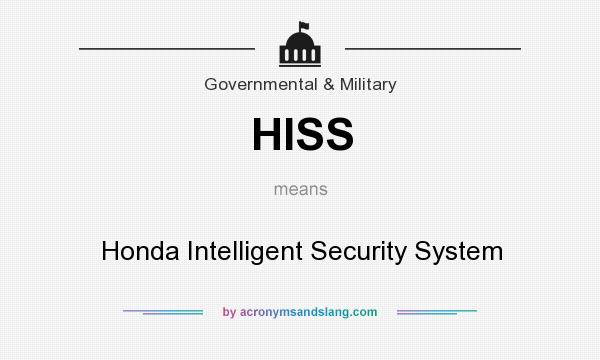 What does HISS mean? It stands for Honda Intelligent Security System