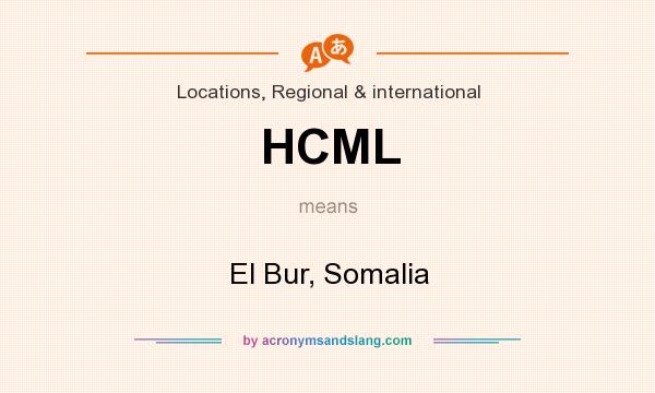 What does HCML mean? It stands for El Bur, Somalia