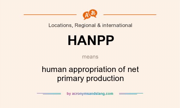 What does HANPP mean? It stands for human appropriation of net primary production
