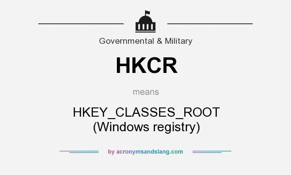 What does HKCR mean? It stands for HKEY_CLASSES_ROOT (Windows registry)