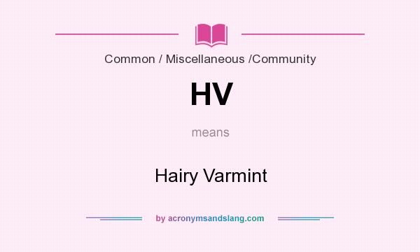 What does HV mean? It stands for Hairy Varmint
