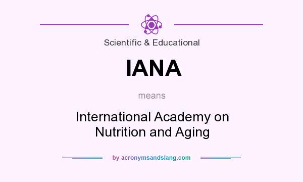 What does IANA mean? It stands for International Academy on Nutrition and Aging