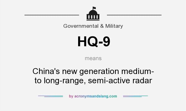 What does HQ-9 mean? It stands for China`s new generation medium- to long-range, semi-active radar
