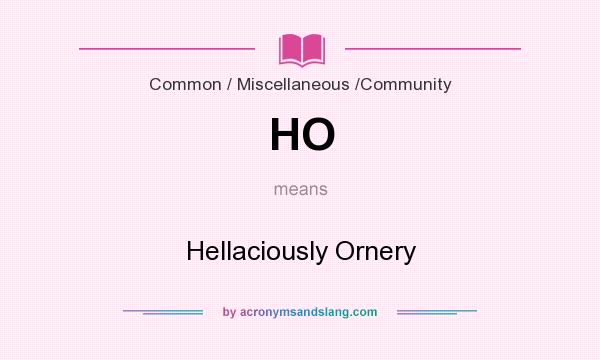 What does HO mean? It stands for Hellaciously Ornery